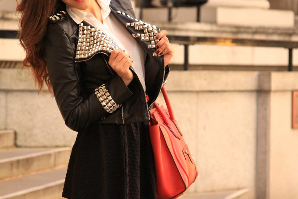 leather jacket with details, 