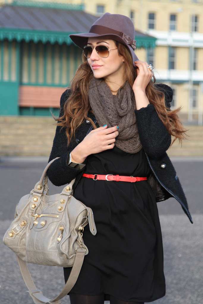 balenciaga, bag, hat, sunglasses, dress