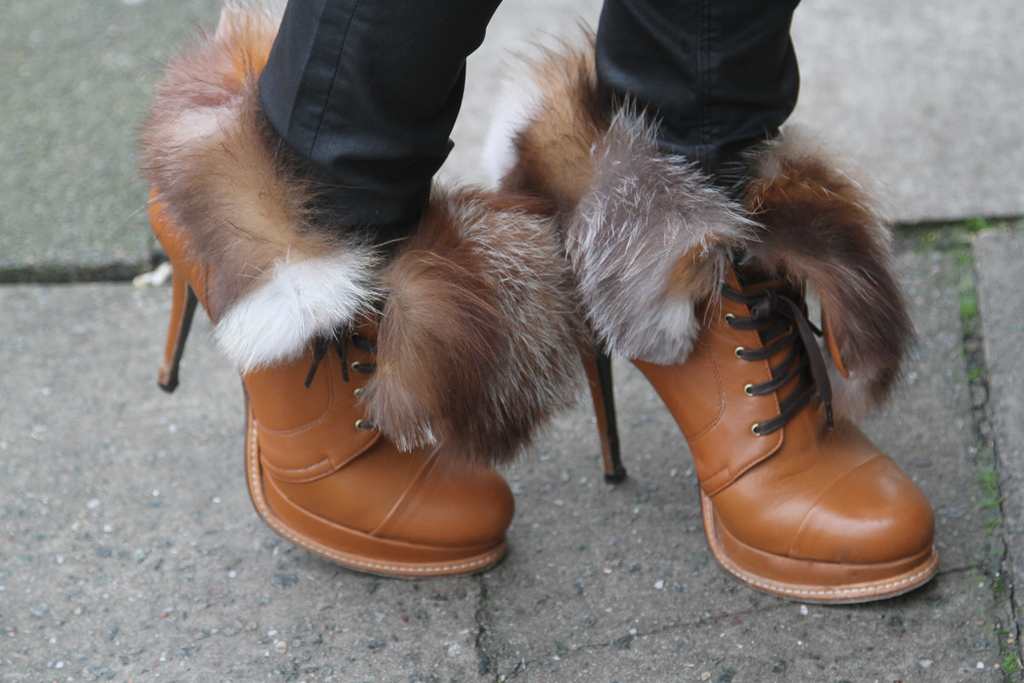 fox fur shoes