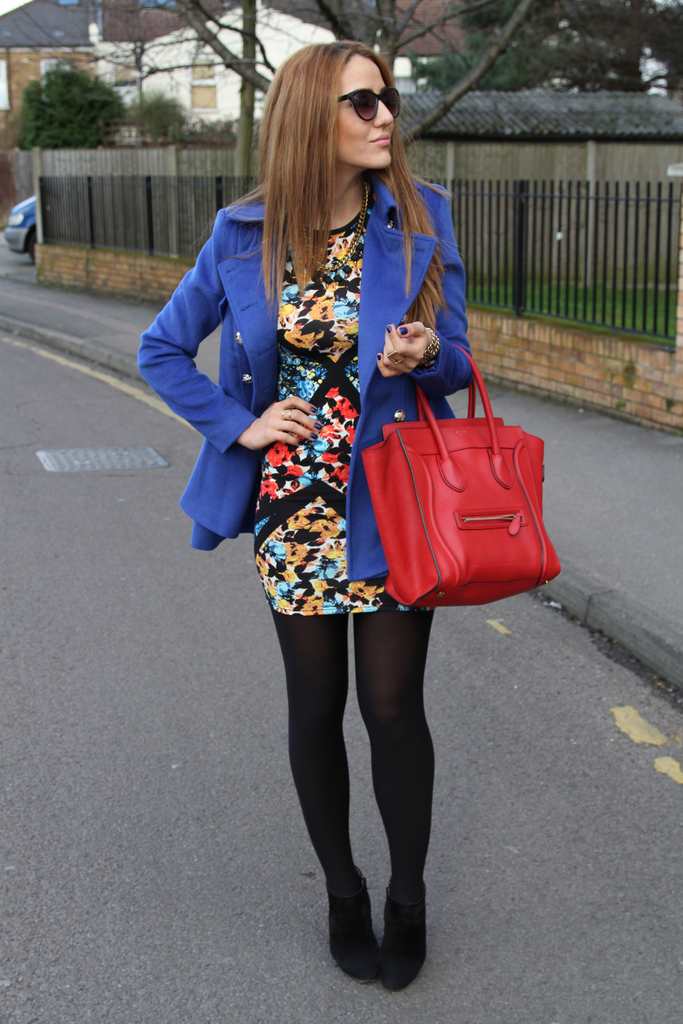 pretty girl, celine luggage tote mini, nineteen pieces, topshop, floral dress