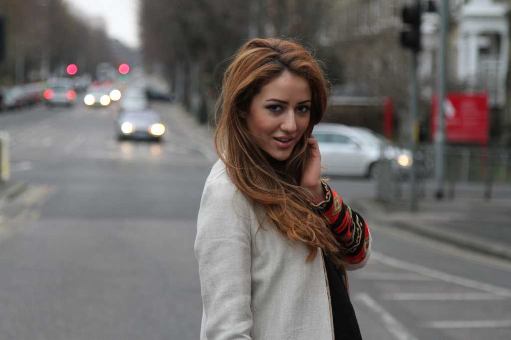 beautiful girl, outfit, coat, zara, colourful, aztec print, trend, fashion, what to wear