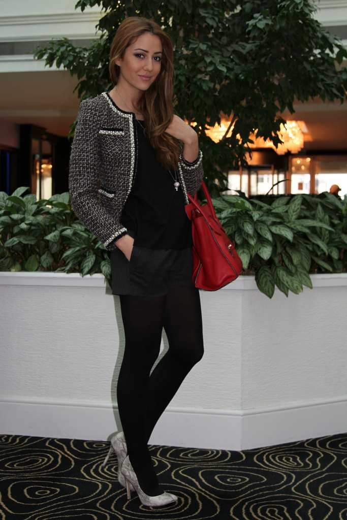 little black jacket, red, celine, luggage tote, trapeze, bag, popular, blog, fashion
