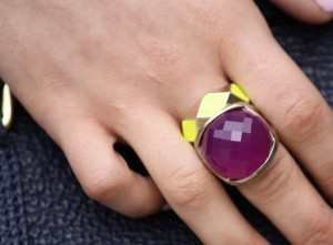 statement ring, purple, neon