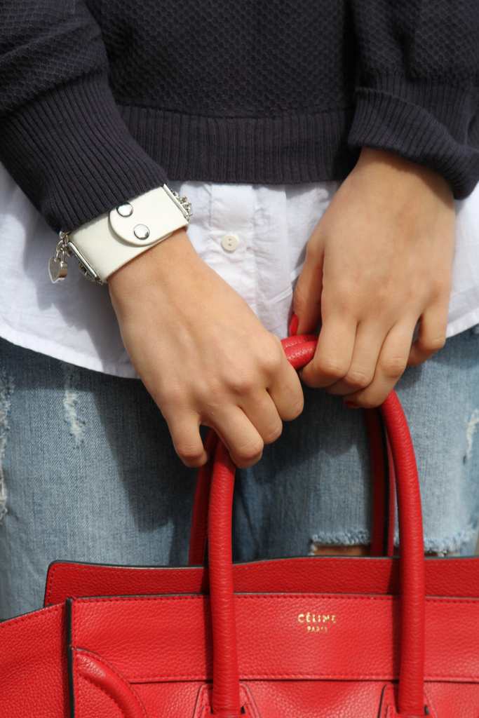 celine luggage tote, red, boyfriend jeans