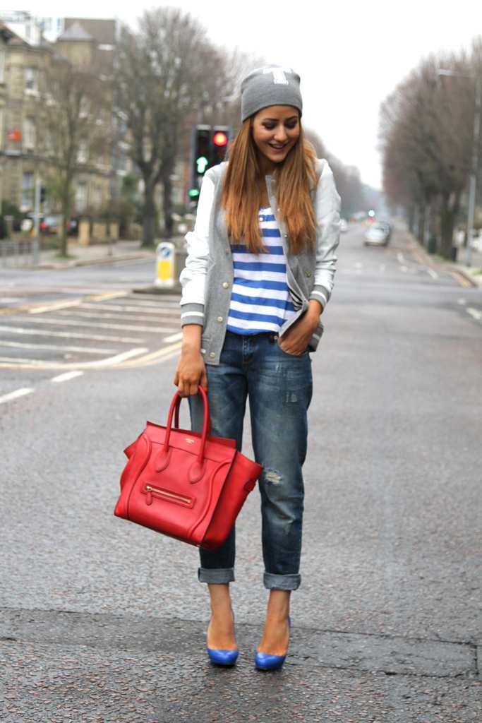 varisty, college, jacket, boyfriend jeans, tamara kalinic