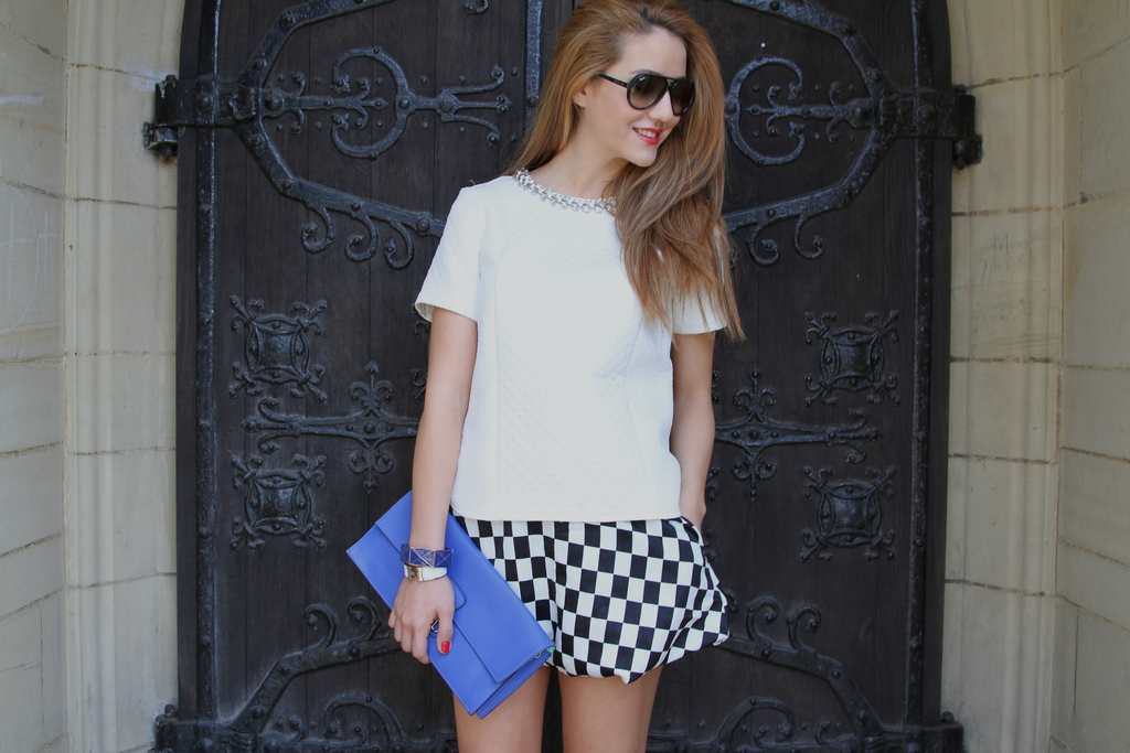checked print, skirt, choies, top zara, outfit, tamara kalinic