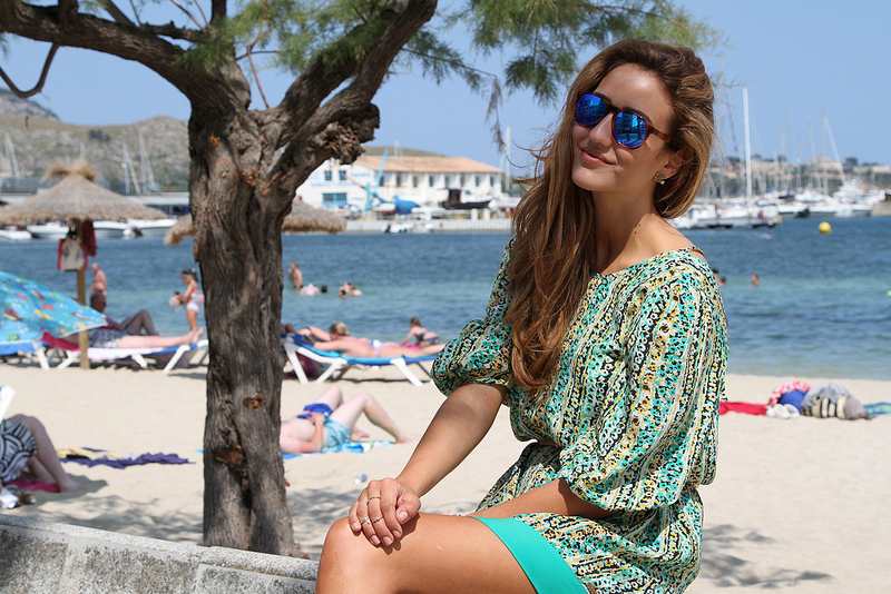 pollenca, mallorca, outfit post, blog fashion, street style blog, prada saffiano white tote, jimmy choo dawn sandals, silk dress, print dress, theglamandglitter, tamara kalinic, rings, dainty jewellery, asos evil eye,