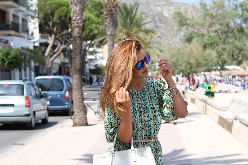 pollenca, mallorca, outfit post, blog fashion, street style blog, prada saffiano white tote, jimmy choo dawn sandals, silk dress, print dress, theglamandglitter, tamara kalinic, rings, dainty jewellery, asos evil eye,