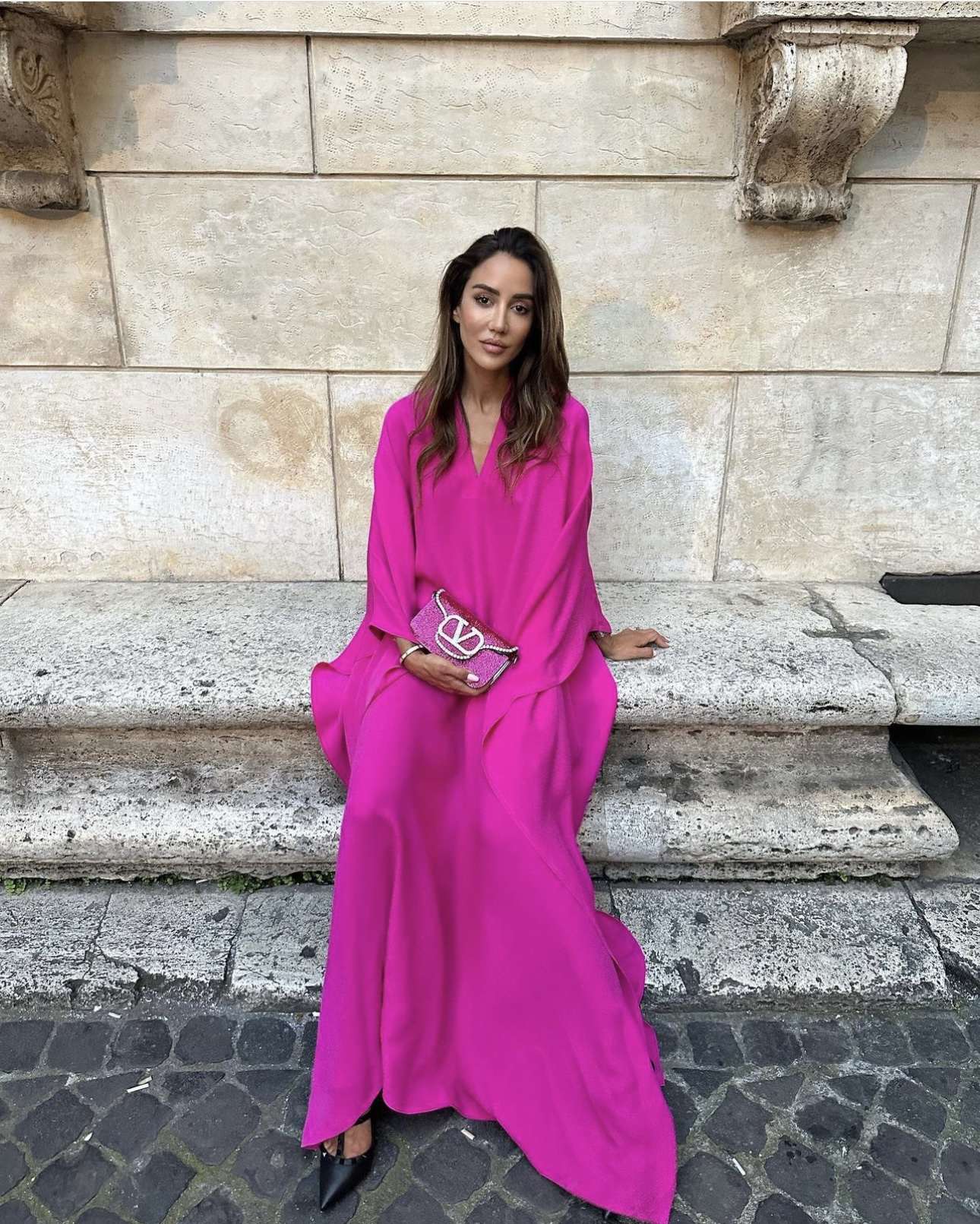 yearly-review-2023-tamara-kalinic-valentino-pink-dress-maxi-rome